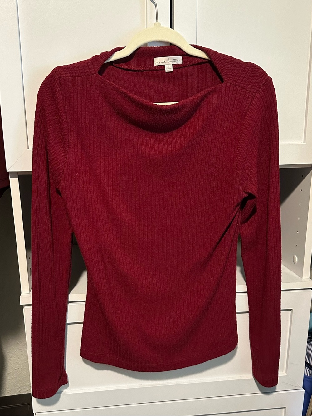 Nine Britton Burgundy Long Sleeve Knit Top Size Medium
